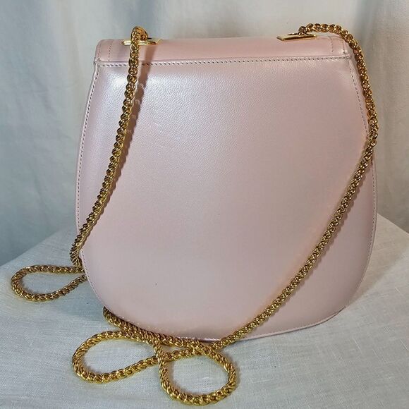 Vintage Frenchy of California Pink Leather Shoulder Bag Purse w Gold Chain Strap - Picture 2 of 9